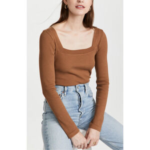 Citizens Of Humanity 'Marisol' Brown Square Neck Tee Size S